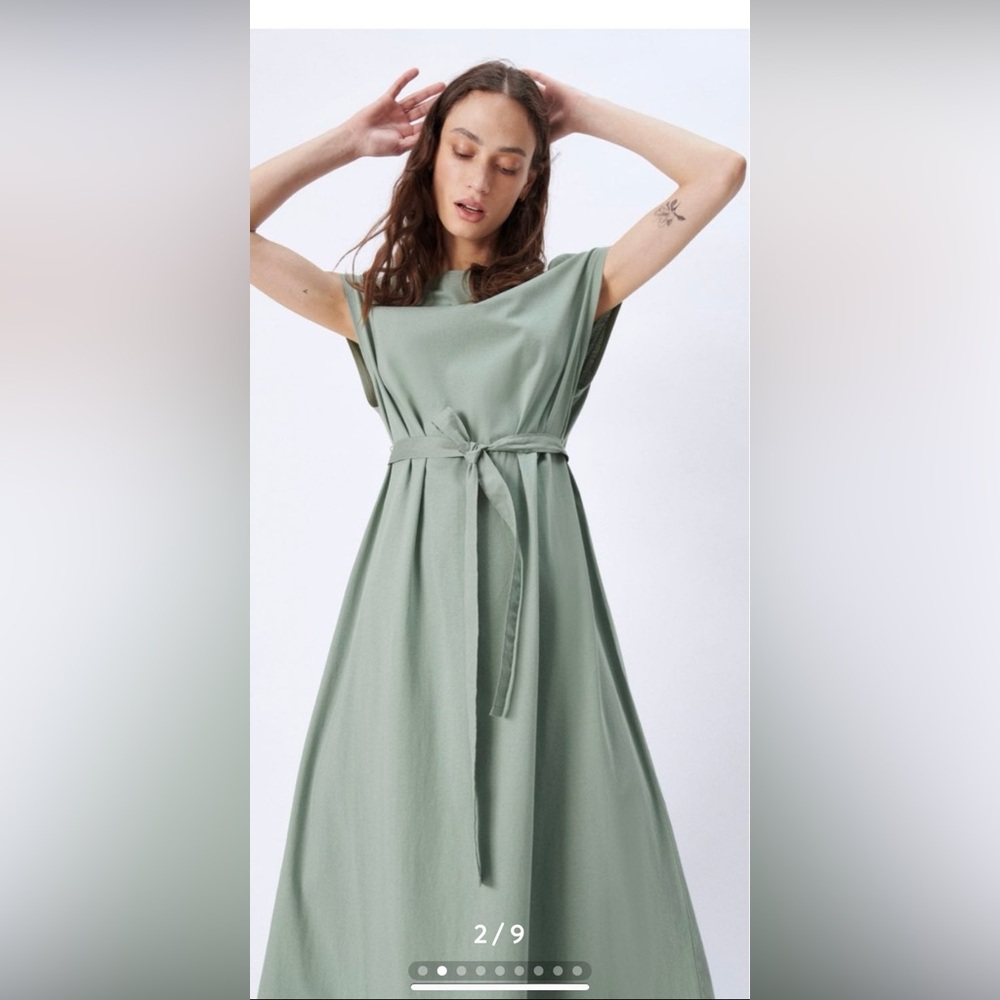 Zara maxi cotton dress with belt